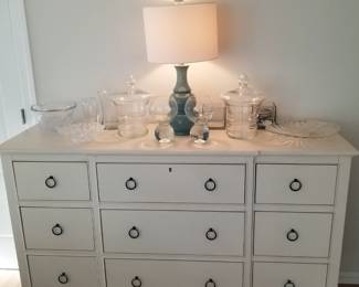 King bedroom suite: dresser; table lamp