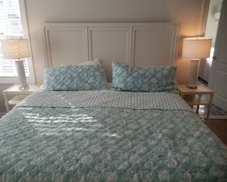 King bedroom suite: king bed; end tables;  dresser; table lamps