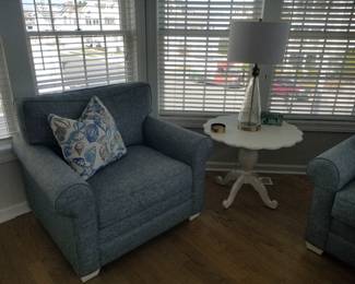 Chair detail; accent table; table lamp - two available