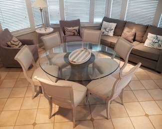 Glass-top dining set seats 6