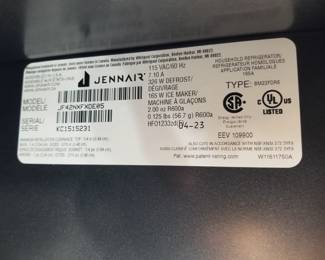 Jenn-Air model JF42NXFXDE05 refrigerator mfg. 4/2023 is 42 inches wide, a French door refrigerator with 24.17 Cu. Ft. Total Capacity, Filtered Automatic Ice Maker, Fresh Flow Air Filter, TwinFresh™ Climate Control System, Theater LED Lighting, Touch Control