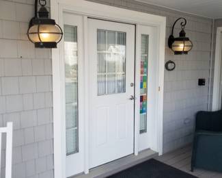 Entry door with two side lights