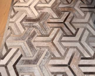 Cow Hide / Hair of Hide Patchwork Rug. Measures 10' 7" x 10' 3". Some Wear. Photo 2 of 4. 