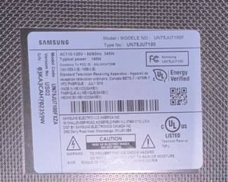 Samsung 76" Smart TV. Model Number UN75JU7100F & Mount. Photo 2 of 2. 