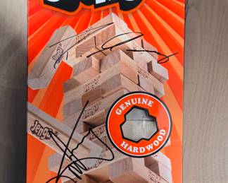 Classic Jenga Game Signed by  David Montgomery & Darnell Mooney. 