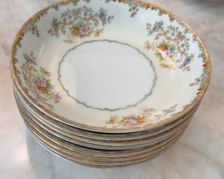 Noritake China Pattern Code NN1182. Pieces Include: 8 Dinner Plates, 8 Bread & Butter Plates, 8 Bowls, 6 Cream Soup, 11 Saucers, Covered Tureen, Divided Dish, Cream & Sugar and Sauce Boat with Under Plate. Photo 4 of 10. 