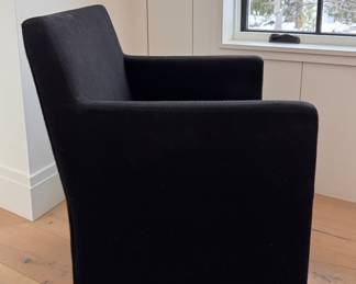 RH (Restoration Hardware) Ellison Track Arm Fabric Dining Chair Upholstered in Black Performance Linen Weave - 2 Available. No Casters. Measures 23" W x 23" D. Photo 2 of 2. 