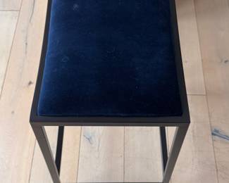 Williams-Sonoma Home Dessau Upholstered Backless Counter Stool with Bronze Metal Finish and Lapis Performance Velvet Fabric - 2 Available. Each Measures 17" W x 12" D x 25.5" H. Photo 2 of 3. 