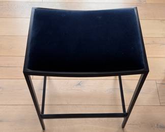 Williams-Sonoma Home Dessau Upholstered Backless Counter Stool with Bronze Metal Finish and Lapis Performance Velvet Fabric - 2 Available. Each Measures 17" W x 12" D x 25.5" H. Photo 3 of 3. 