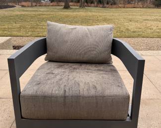 RH Balmain Aluminum Swivel Lounge Chair In Slate FinishEach Measures 31.5" W x 23.75" D - 2 Available. Cushions Need Cleaning or Replacing! Photo 1 of 2. 