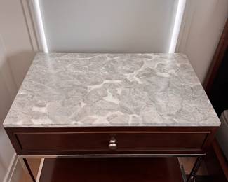 Swaim Furniture Side Table With Chrome Frame with Stone Top - 2 Available. Each Measures 32" W x 20" D x 31" H. Photo 2 of 3.