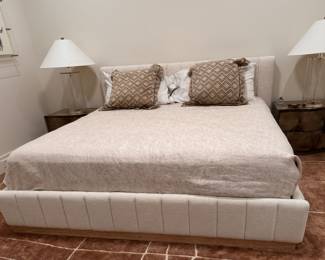 CB2 Forte Channeled White Performance Fabric King Bed Frame. PRISTINE CONDITION! Measures 82" W x 90" D x 40" H. Photo 2 of 4. 