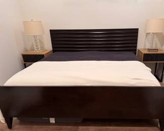 King Bed Frame in Mahogany Finish. Measures 81" W x 88" D x 44" H. King Mattress and Bedding Available, Too! Photo 1 of 3. 