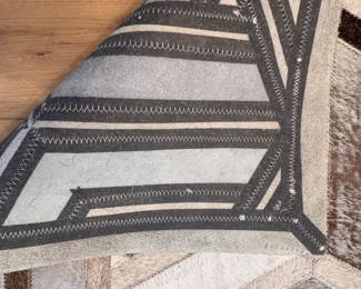 Cow Hide / Hair of Hide Patchwork Rug. Measures 10' 7" x 10' 3". Some Wear. Photo 4 of 4. 