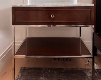 Swaim Furniture Side Table With Chrome Frame with Stone Top - 2 Available. Each Measures 32" W x 20" D x 31" H. Photo 1 of 3. 