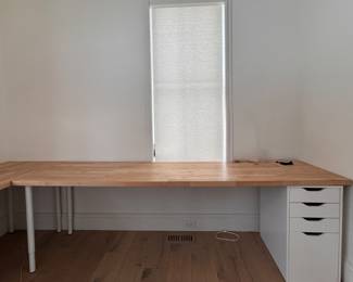 Custom IKEA Desk With Karlby Oak Veneer Top and Alex Drawer Unit For Support. 