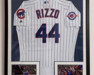 Framed and Autographed Anthony Rizzo Chicago Cubs Jersey and Photos. 
