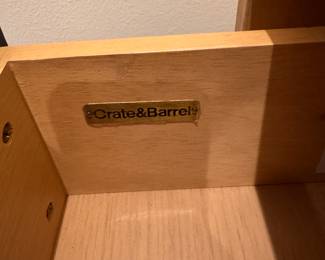 Pair of Crate & Barrel Renard Nightstands In Natural Oak with Metal Frames. Each Measures 20" W x 20" D x 26.5" H. Photo 3 of 3. 