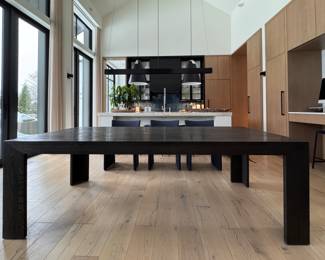 RH Parsons Dining Table In Black Oak Finish. Measures 96" L x 42" W x 30.5" H with 26.5" Clearance. Photo 1 of 4. 