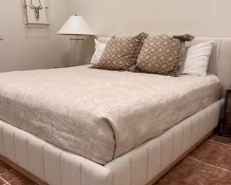 CB2 Forte Channeled White Performance Fabric King Bed Frame. PRISTINE CONDITION! Measures 82" W x 90" D x 40" H. Photo 1 of 4. 