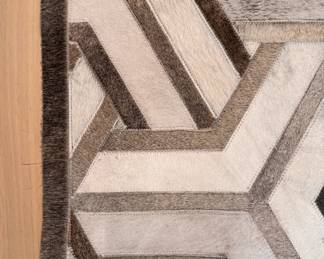 Cow Hide / Hair of Hide Patchwork Rug. Measures 10' 7" x 10' 3". Some Wear. Photo 3 of 4. 