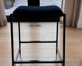 Williams-Sonoma Home Dessau Upholstered Backless Counter Stool with Bronze Metal Finish and Lapis Performance Velvet Fabric - 2 Available. Each Measures 17" W x 12" D x 25.5" H. Photo 1 of 3. 