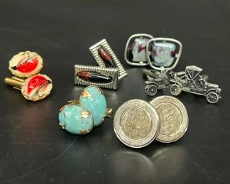 Six Pairs Of Cufflinks Featuring MrX Sterling Fly fishing And Vintage Car Cufflinks
