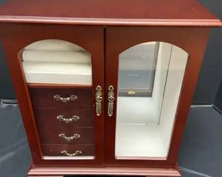 Walnut Colored Front Glass Jewelry Box