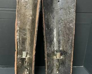 Two Terracotta Wall Candle Sconces