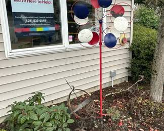 6 ft. Garden Windmill And Armillary Sphere Garden Art