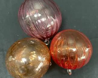 Three Hand Blown Glass Ornaments