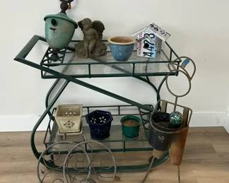 Garden Cart With Planters And Garden Decor