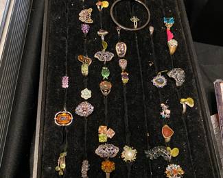 COLLECTION OF COSTUME RINGS (MANY SET IN STERLING)