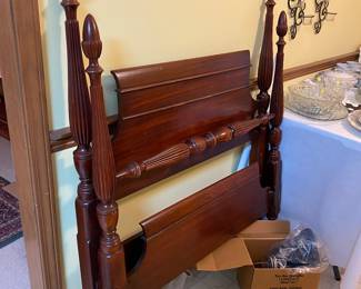 Twin Bed with Wood Rails.