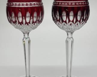 Two Waterford Crystal Clarendon Ruby Hock Wine