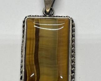 Southwest Style Sterling Silver Pendant with Tiger Eye