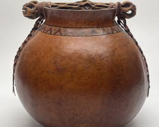 Vintage Native American Gourd Vessel Signed