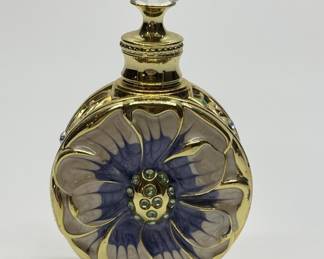 Enameled Flower Themed Perfume Bottle