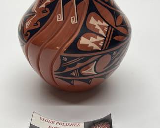 Vintage Native American Signed Polished Pottery