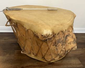 Large Native American Rawhide & Tree Trunk