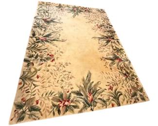 010 Floral Emerald Collection Area Rug Hand Carved  Hand Tufted  100 Wool 8 x 11 ft