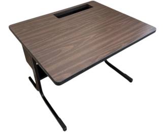 Black Metal Desk With Wood grain Laminate Top 