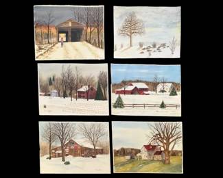 Sixpc Landscape Watercolor Paintings