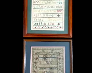 Two Framed CrossStitch Samplers 