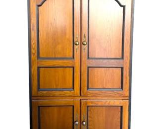 Oak With Black Trim Entertainment Center 