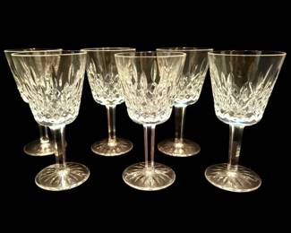 Six Waterford Lismore Claret Wine Glasses