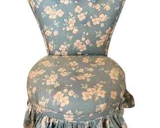 FloralPatterned Slipper Chair With Ruffled Skirt 