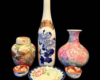 Small Asian Urn, Vase, Dishes