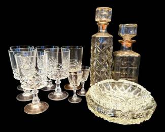 Crystal Wine Glasses, Decanters, Ashtrays