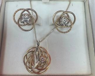 14k Gold Necklace Earings Box Set